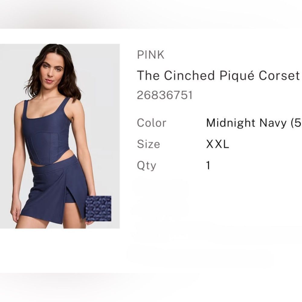 PINK NWOT THE CINCHED PIQUÉ CORSET SIZE XXL NO PADDING IN MIDNIGHT NAVY